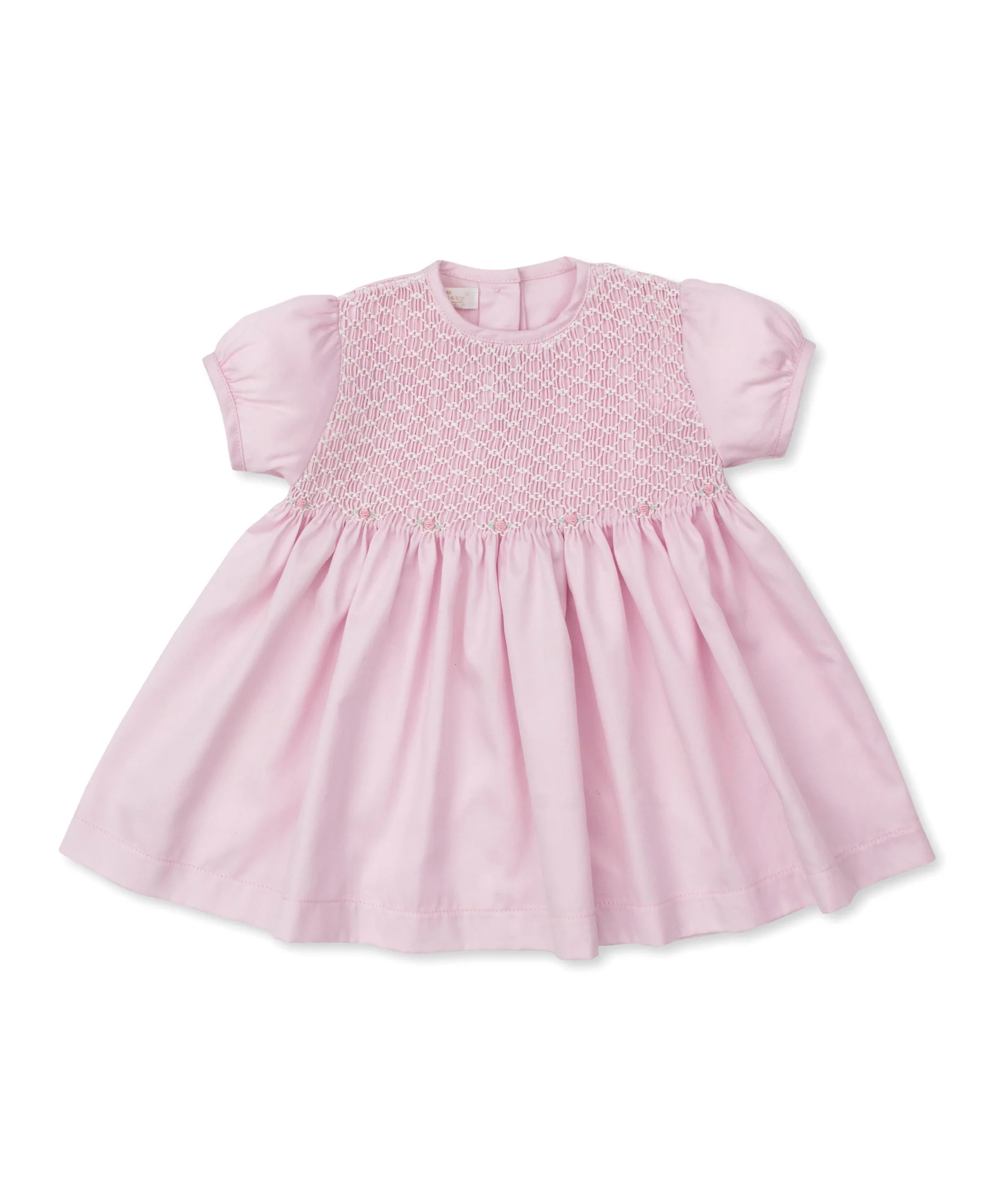 Kissy Elegance Pink Hand Smocked Woven Dress - Image 3